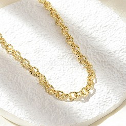 Brass Textured Cable Chain Necklaces&nbsp;NJEW-A042-12G-02