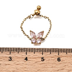 304 Stainless Steel Pave Cubic Zirconia Adjustable Chain Rings&nbsp;RJEW-P189-02D-G