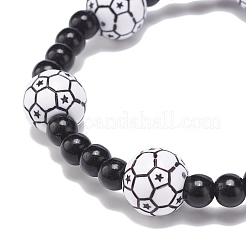 Sport Theme Acrylic Beaded Stretch Bracelet for Men Women&nbsp;BJEW-JB08549