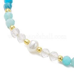 Adjustable Natural Amazonite & Quartz Crystal & Apatite Braided Bead Bracelets for Women&nbsp;BJEW-JB11619-05
