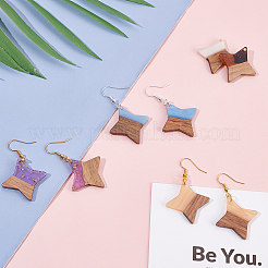 DIY 8 Pairs Star Wood Earring Makings&nbsp;DIY-FH0001-97
