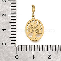 Oval with Tree of Life 304 Stainless Steel Pendant Decorations&nbsp;STAS-H202-20G