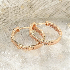 Rack Plating Brass Clear Cubic Zirconia Hoop Earrings&nbsp;EJEW-M090-01G-05