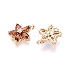 Brass Pave Cubic Zirconia Flower Connector Charms&nbsp;KK-T078-27G