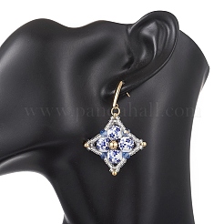 Handmade Flower Printed Porcelain Ceramic Dangle Earrings&nbsp;EJEW-MZ00694