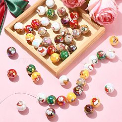 50Pcs Christmas Theme Printed Opaque Acrylic Beads&nbsp;OACR-CJ0002-20