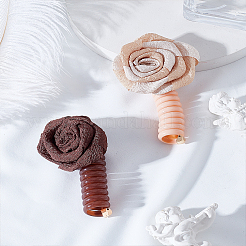 2Pcs 2 Colors TPU & Polyester & Alloy Rose Flower Braided Phone Cord Hair Ties&nbsp;OHAR-LP0002-11