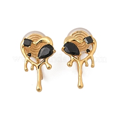 Brass Micro Pave Cubic Zirconia Clip-on Earrings&nbsp;EJEW-K286-11G