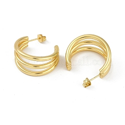 PVD Vacuum Plating 201 Stainless Steel Moon Stud Earrings for Women&nbsp;EJEW-F345-11G