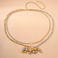 Alloy Round Beaded Tassel Double Layer Waist Belly Chains for Women&nbsp;FS-WGA8D7B-01