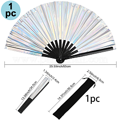 1Pc Bamboo with Oxford Fabric Glitter Powder Folding Fans&nbsp;AJEW-SP0003-77F