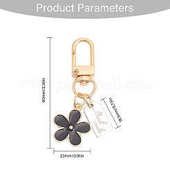 6Pcs 3 Colors Daisy Alloy Enamel Pendant Keychain with Arch Charm&nbsp;HJEW-GL0001-11