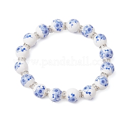 Handmade Flower Printed Porcelain Ceramic Beaded Stretch Bracelet&nbsp;BJEW-JB11063