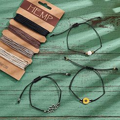 Adjustable Waxed Cord Braided Bead Bracelets Set&nbsp;DIY-AR0001-65