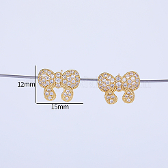 Elegant Brass Pave Clear Cubic Zirconia Bowknot Stud Earrings&nbsp;DH4416
