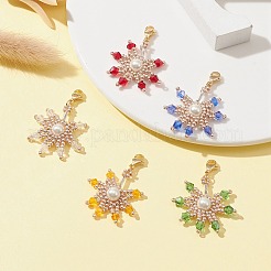Glass Seed Beaded Pendants Decorations&nbsp;HJEW-MZ00026