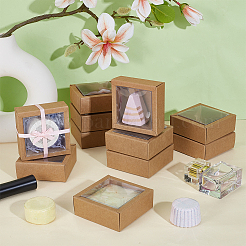 Square Paper Biscuit Boxes with Clear PVC Window&nbsp;CON-WH0098-16C-03