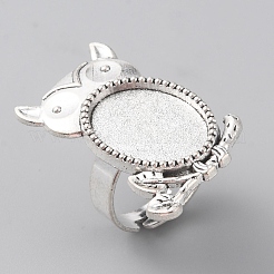 Adjustable Alloy Finger Rings Components&nbsp;PALLOY-WH0101-48AS
