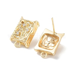 Brass Micro Pave Cubic Zirconia Stud Earring Findings&nbsp;KK-E107-14G