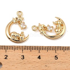 Brass Micro Pave Cubic Zirconia Pendants&nbsp;KK-C155-19G-03