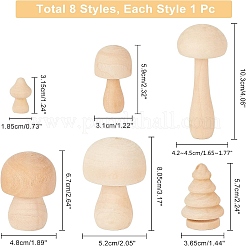 8Pcs Mushroom & Christmas Tree Schima Superba Wooden Children Toys&nbsp;WOOD-NB0001-75