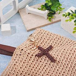 Cotton Cord Cross Keychains&nbsp;AJEW-TAC0031-03B