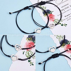 3Pcs 3 Style 430 Stainless Steel Heart Link Bracelets Set&nbsp;JB724A