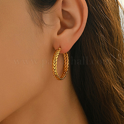 Ring with Wheat Stainless Steel Hoop Earrings&nbsp;KR5657