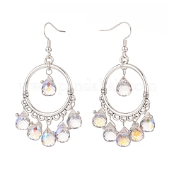 Glass Teardrop Chandelier Earrings&nbsp;EJEW-TA00116