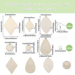 2 Sets Unfinished Wooden Blank Dangle Earring Making Kits&nbsp;DIY-SP0004-46
