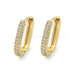 Oval Brass Micro Pave Clear Cubic Zirconia Hoop Earrings&nbsp;EJEW-D311-141G