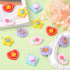 30Pcs 5 Styles Opaque Resin Pendants&nbsp;RESI-CJ0002-30