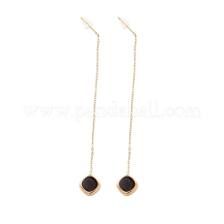 Long Chain with Enamel Rhombus Dangle Stud Earrings&nbsp;EJEW-A067-03G