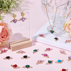 36Pcs 9 Colors Zinc Alloy Rhinestone Pendants&nbsp;ALRI-SC0001-63
