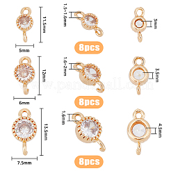 24Pcs 3 Styles Brass Pave Clear Cubic Zirconia Connector Charms&nbsp;KK-FH0006-33