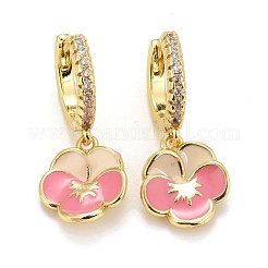 Rack Plating Brass Enamel Huggie Hoop Earrings&nbsp;EJEW-F278-13-G