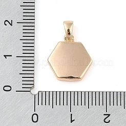Brass Pave Shell Hexagon Charms&nbsp;KK-Q816-02G