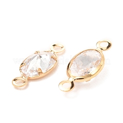 Brass Micro Pave Clear Cubic Zirconia Link Connectors&nbsp;ZIRC-K087-15KCG