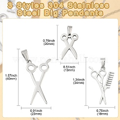 15Pcs 3 Styles 304 Stainless Steel Pendants&nbsp;STAS-CJ0002-49