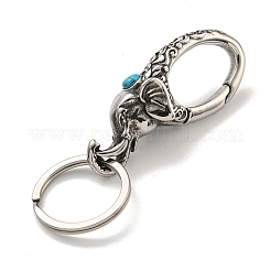 Tibetan Style 316 Surgical Stainless Steel Fittings with 304 Stainless Steel Key Ring with Synthetic Turquoise&nbsp;FIND-Q101-13AS