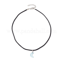 Glass Crescent Moon Pendant Necklaces&nbsp;NJEW-JN04579-03
