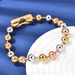 304 Stainless Steel Round Beaded Bracelets for Women Men&nbsp;BJEW-K240-10B