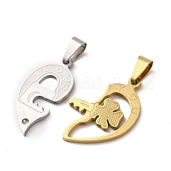 304 Stainless Steel Rhinestone Split Pendants&nbsp;STAS-F368-10GP