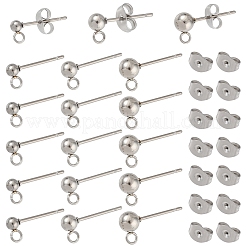 100Pcs 3 Styles Original Color 304 Stainless Steel Ball Post Stud Earring Findings&nbsp;STAS-YW0003-06
