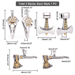 3Pcs 3 Style 304 Stainless Steel Pendants&nbsp;STAS-UN0037-58