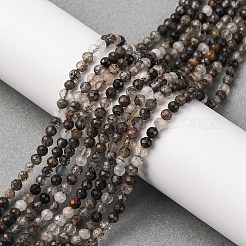 Natural Black Rutilated Quartz Beads Strands&nbsp;LS-G-RM250104-C3