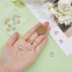16Pcs 8 Style Brass Micro Pave Cubic Zirconia Charms&nbsp;ZIRC-DC0001-25