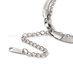 Non-Tarnish 304 Stainless Steel Multi-strand Herringbone Chain Bracelets&nbsp;AJEW-U005-04P