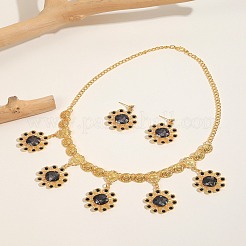 Alloy & Glass Pendant Necklaces & Stud Dangle Earrings Sets&nbsp;FS-WGC8D08-01