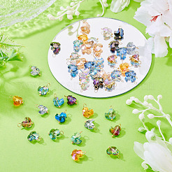 45Pcs 9 Colors Duck Glass Pendants. with Brass Loop&nbsp;PALLOY-TAC0257